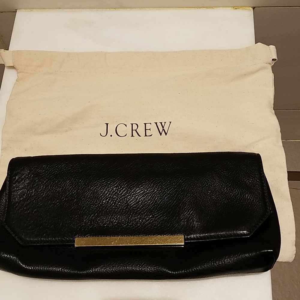 J. Crew black leather clutch w/ dust bag